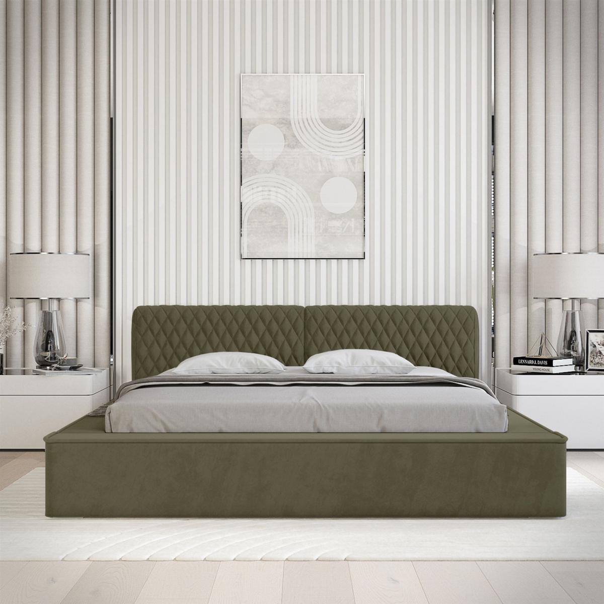 POLSTERBETT Norfolk Stoff Ditra - Grün, Holzwerkstoff/Textil (160/200cm) - Fun Möbel