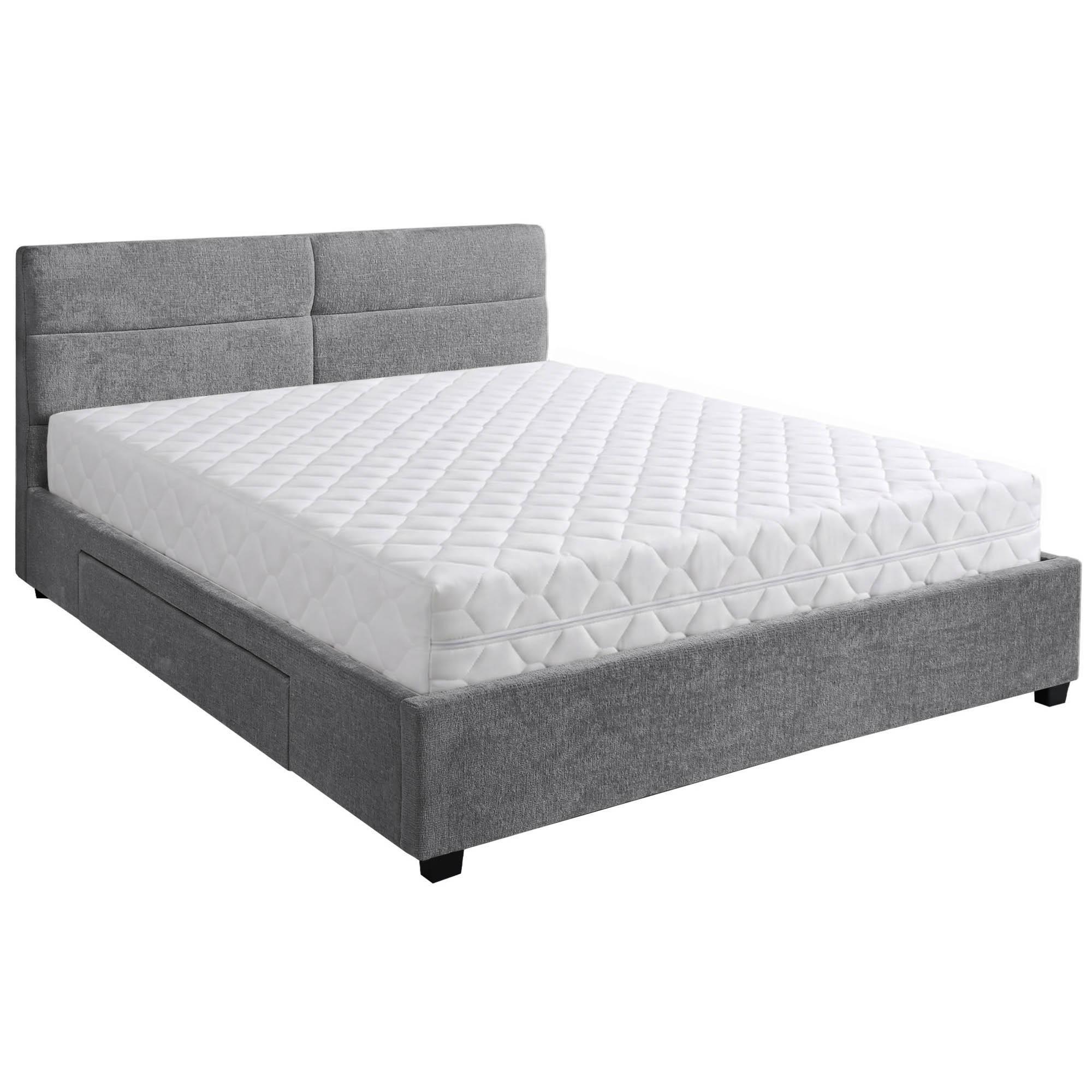 POLSTERBETT Aurea Doppelbett 160x200 cm mit Schublade und und Taschenfedernmatratze 26 cm, Chenille-Stoff, Grau - Schwarz/Grau, Textil (160/200cm) - Beautysofa