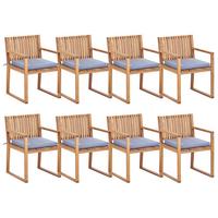 GARTENSTUHL 8er Set Blau Sassari II - Hellbraun/Blau, Holz (54/80/59cm) - Beliani