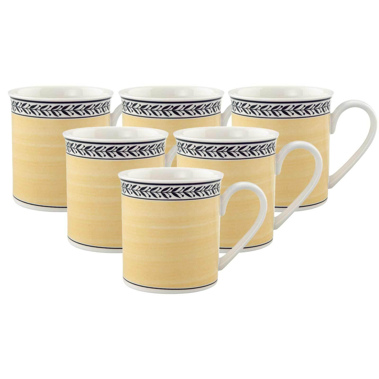 KAFFEEBECHER Audun Fleur weiß-grau-gelb 300 ml 6er Set - Gelb/Weiß, Keramik (0.3L) - Villeroy & Boch