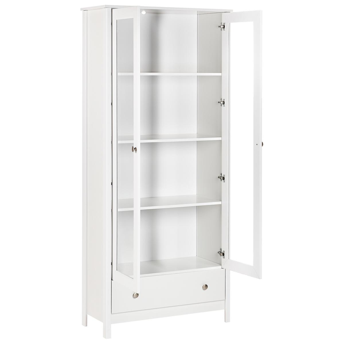 VITRINE mit Glastüren 80 cm Weiß Nornalup - Weiß, Holzwerkstoff (80/180/35cm) - Beliani