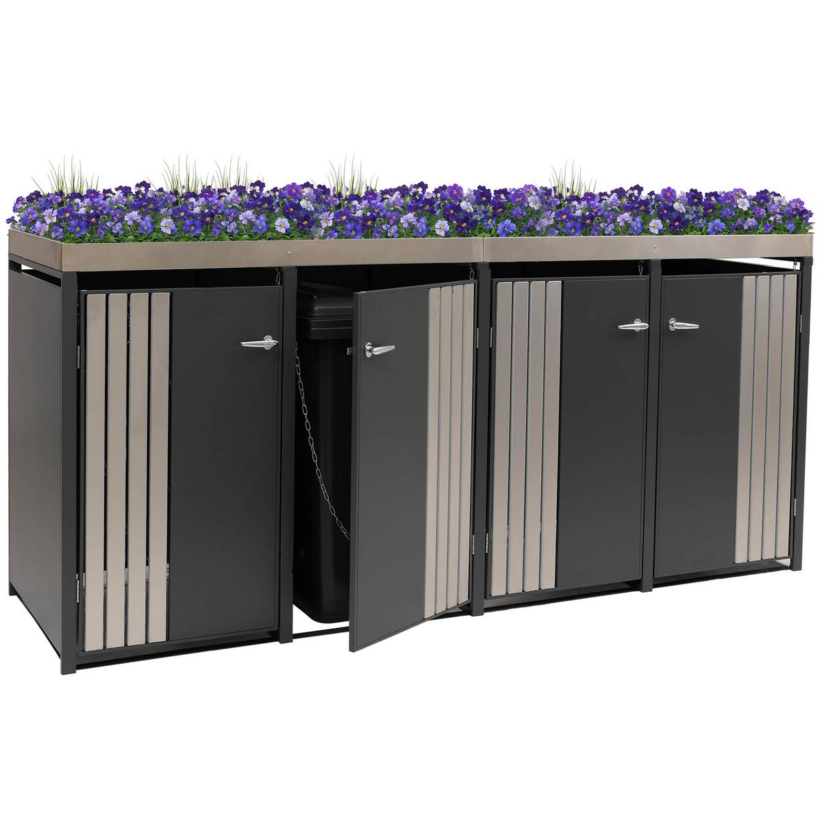 MÜLLTONNENVERKLEIDUNG Anthrazit, Silber - Anthrazit/Silberfarben, Metall (260/125/84cm) - MCW