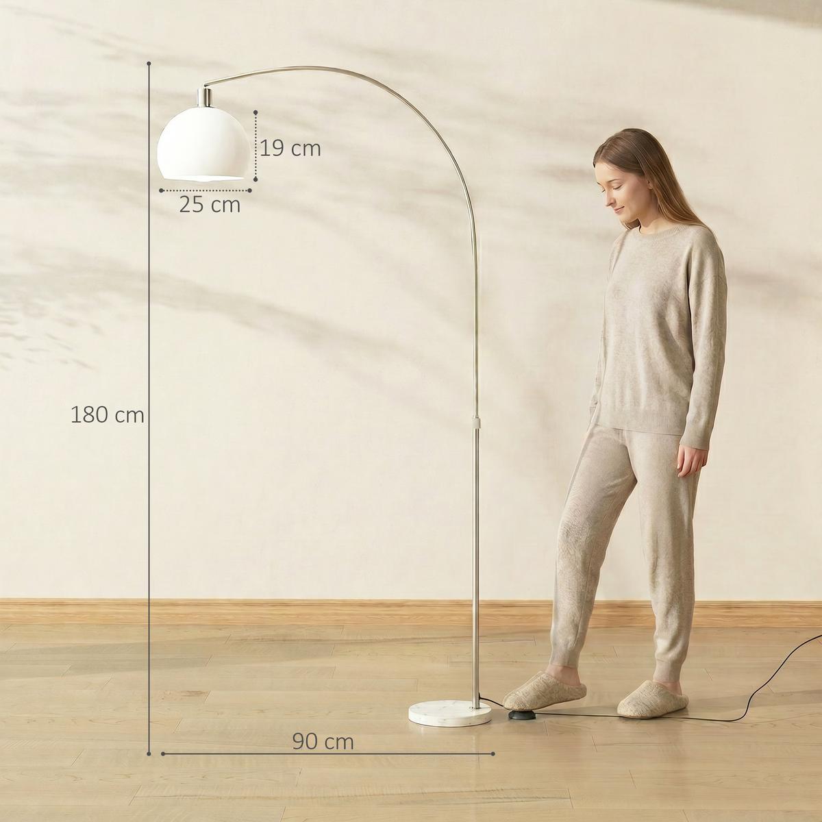 STEHLAMPE Metall Weiß - Weiß, Metall (90/26/180cm) - HOMCOM