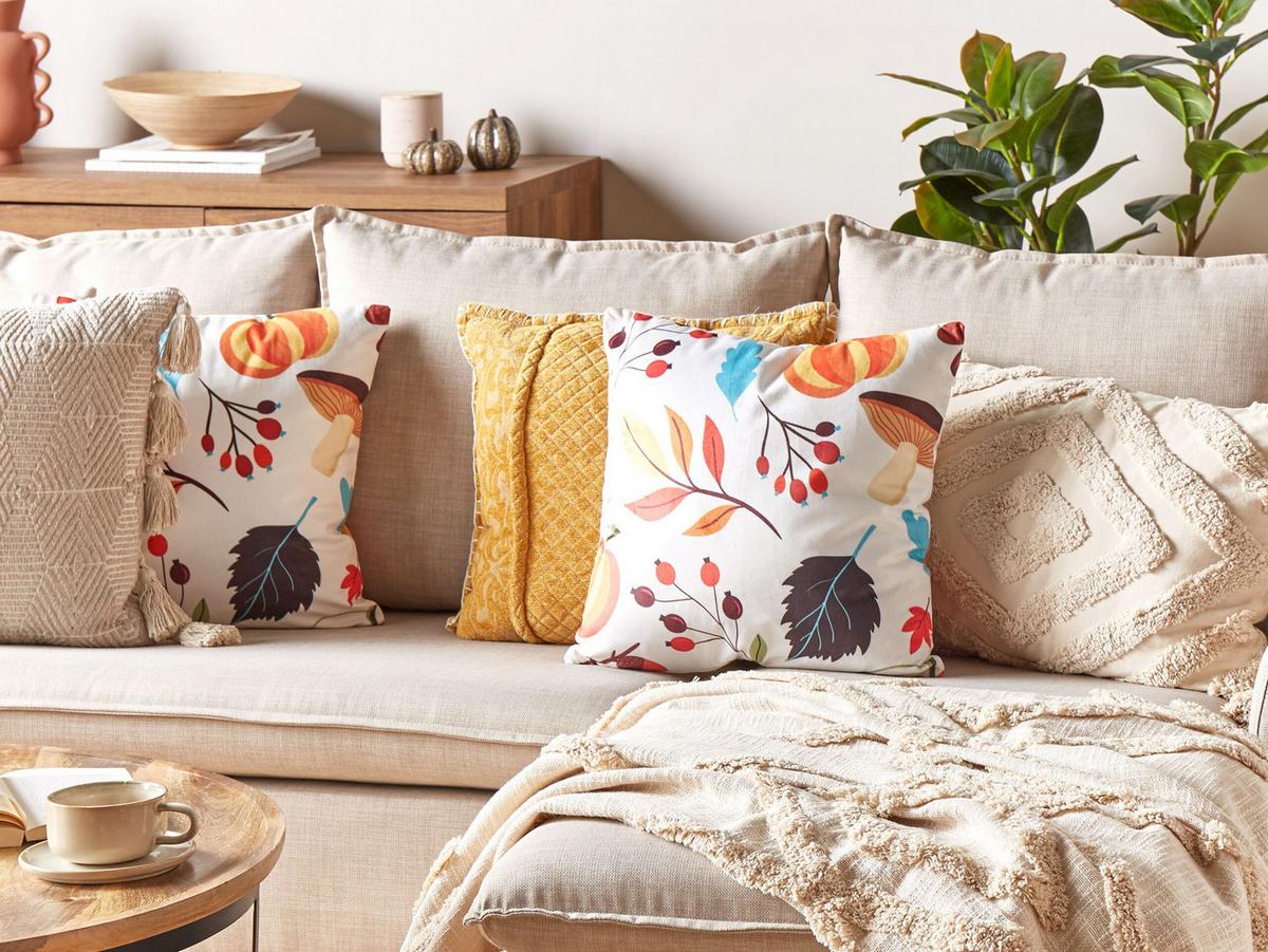 SAMTKISSEN Bunt 45/45 cm Viscaria - Multicolor, Textil (45/45cm) - Beliani