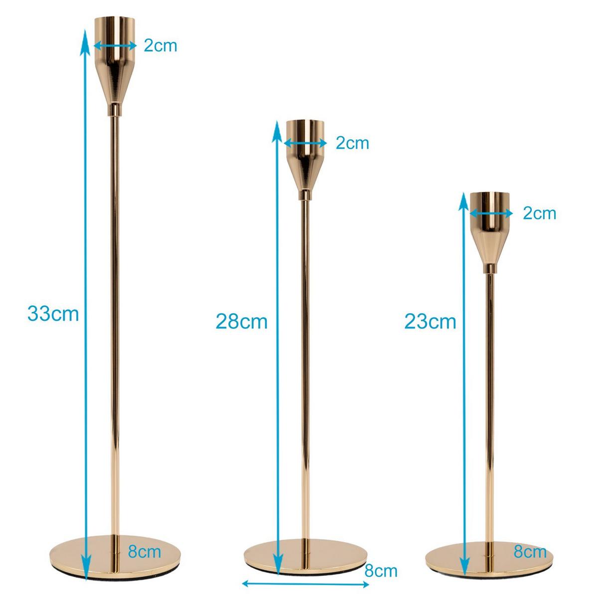 KERZENSTÄNDER 33/28/23 cm (3er-Set) - Roségold, Metall (8/33/8cm) - Intirilife
