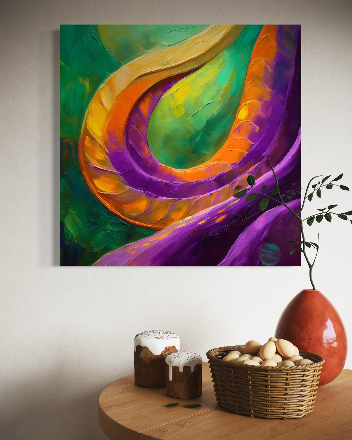 LEINWANDBILD, Bunte Modern Abstrakt Aquarell 50x50cm - Multicolor, Textil (50/50cm) - Feeby