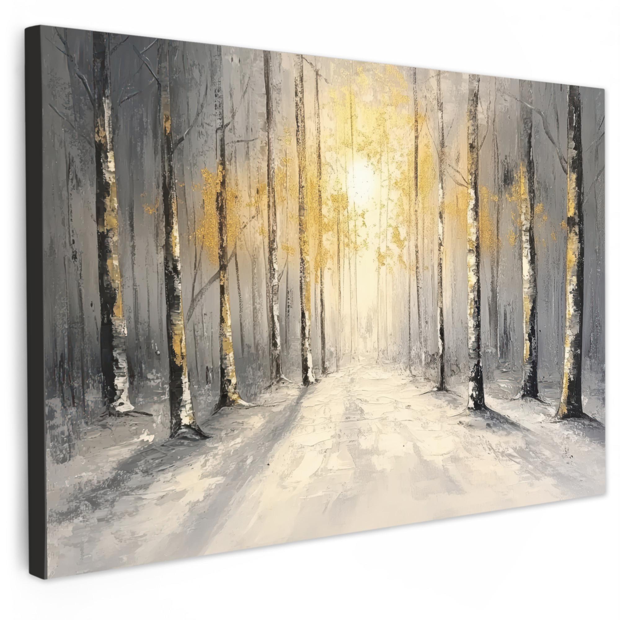 LEINWANDBILD Winter - Abstrakt - Schnee - Natur - Sonne Gemälde 60x40 cm - Grau, Textil (60/40cm) - MuchoWow