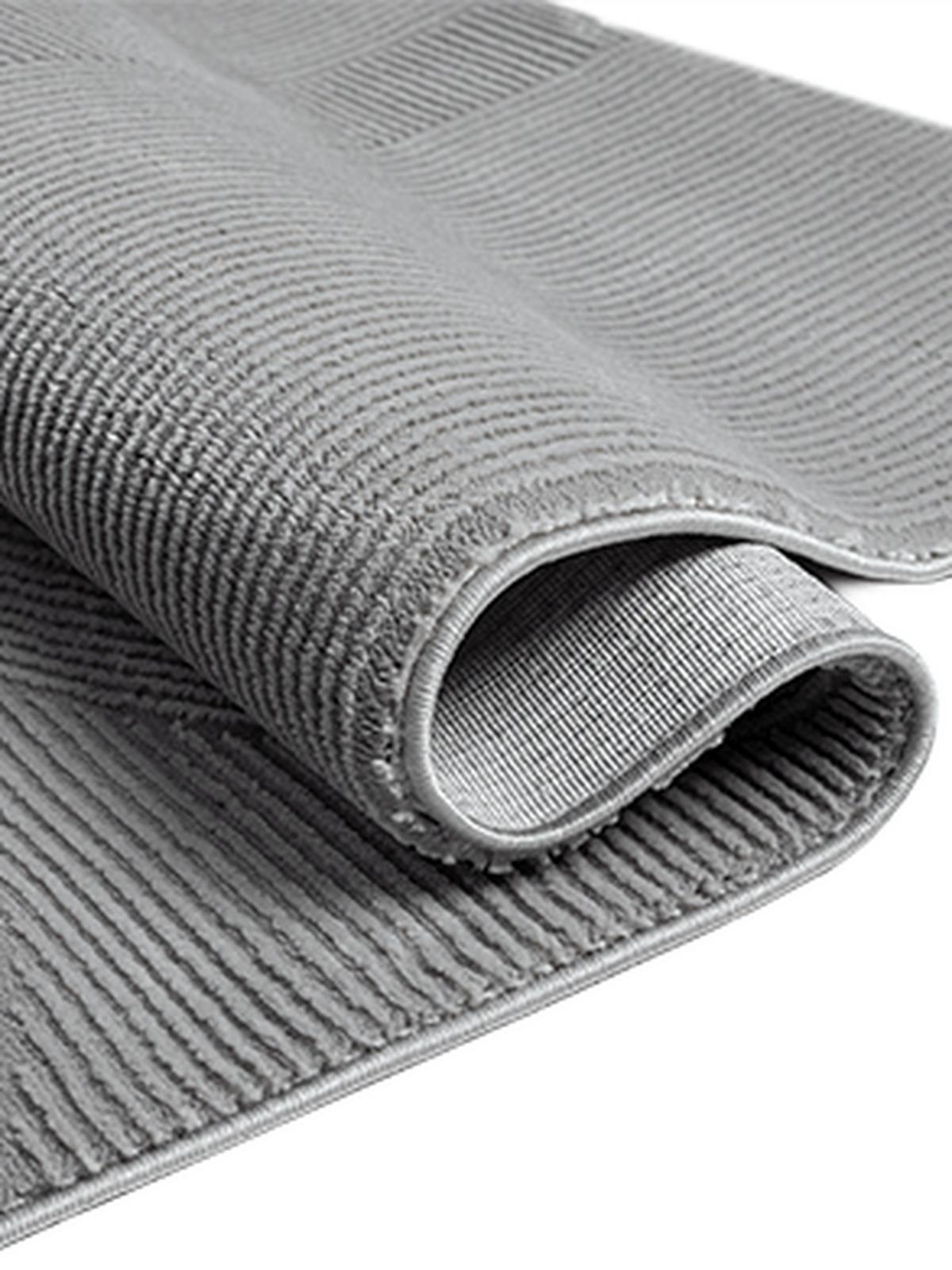 LÄUFER KASOS Waschbar Geometrisch Polyester Grau 80 x 300 cm - Grau, Textil (80/300cm) - KADIMA DESIGN