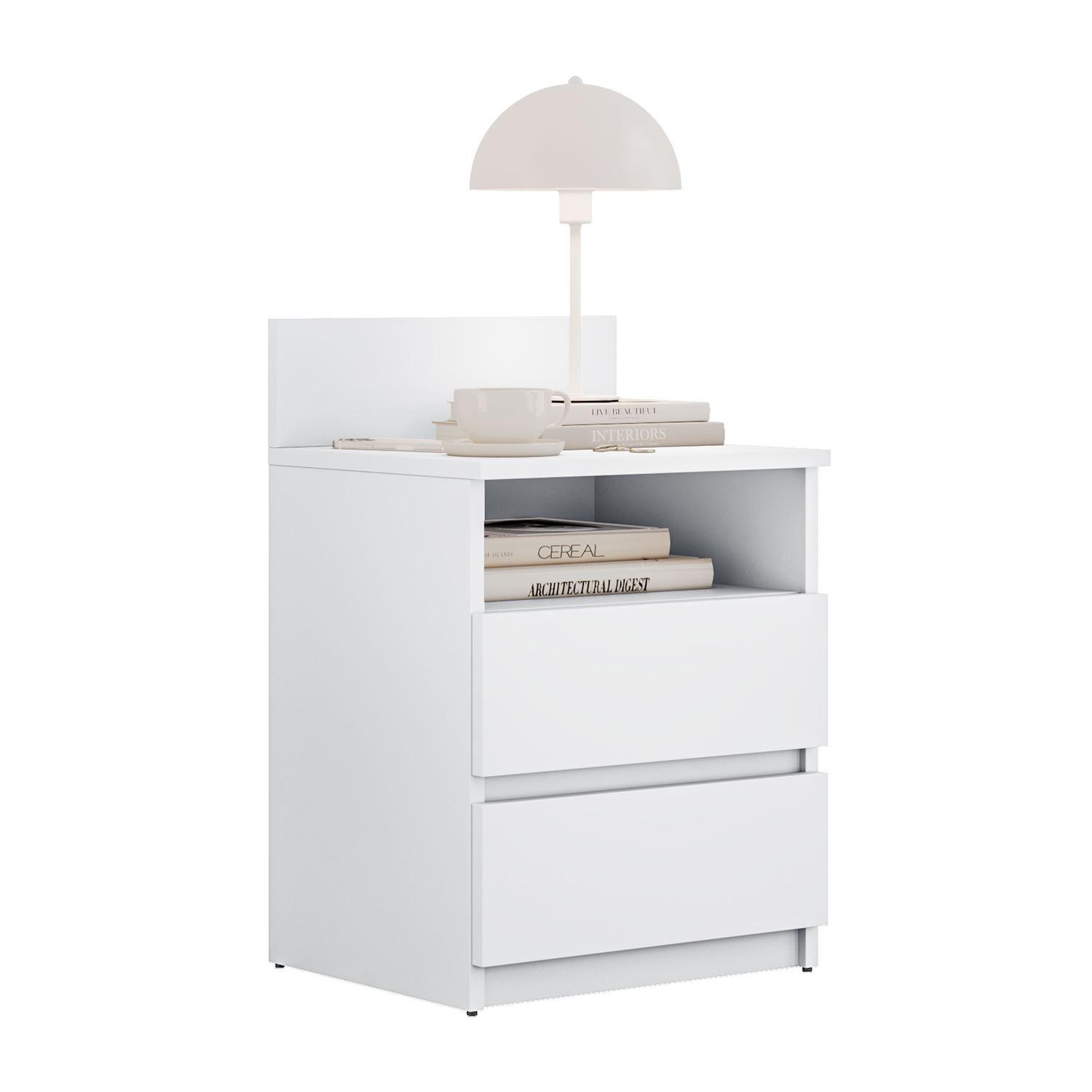 NACHTTISCH HANA M1 Weiß - Weiß, Holzwerkstoff (40/59/32cm) - Lookway