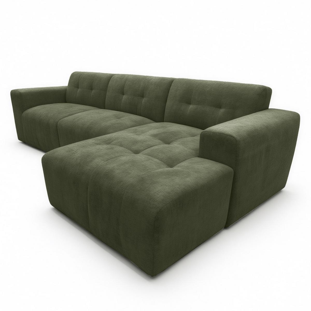 ECKSOFA L Form Corlu Grün 310/165/78 cm – stilvolle kleine Eckcouch Rechts - Schwarz/Grün, Kunststoff/Textil (165/310cm) - AX Living