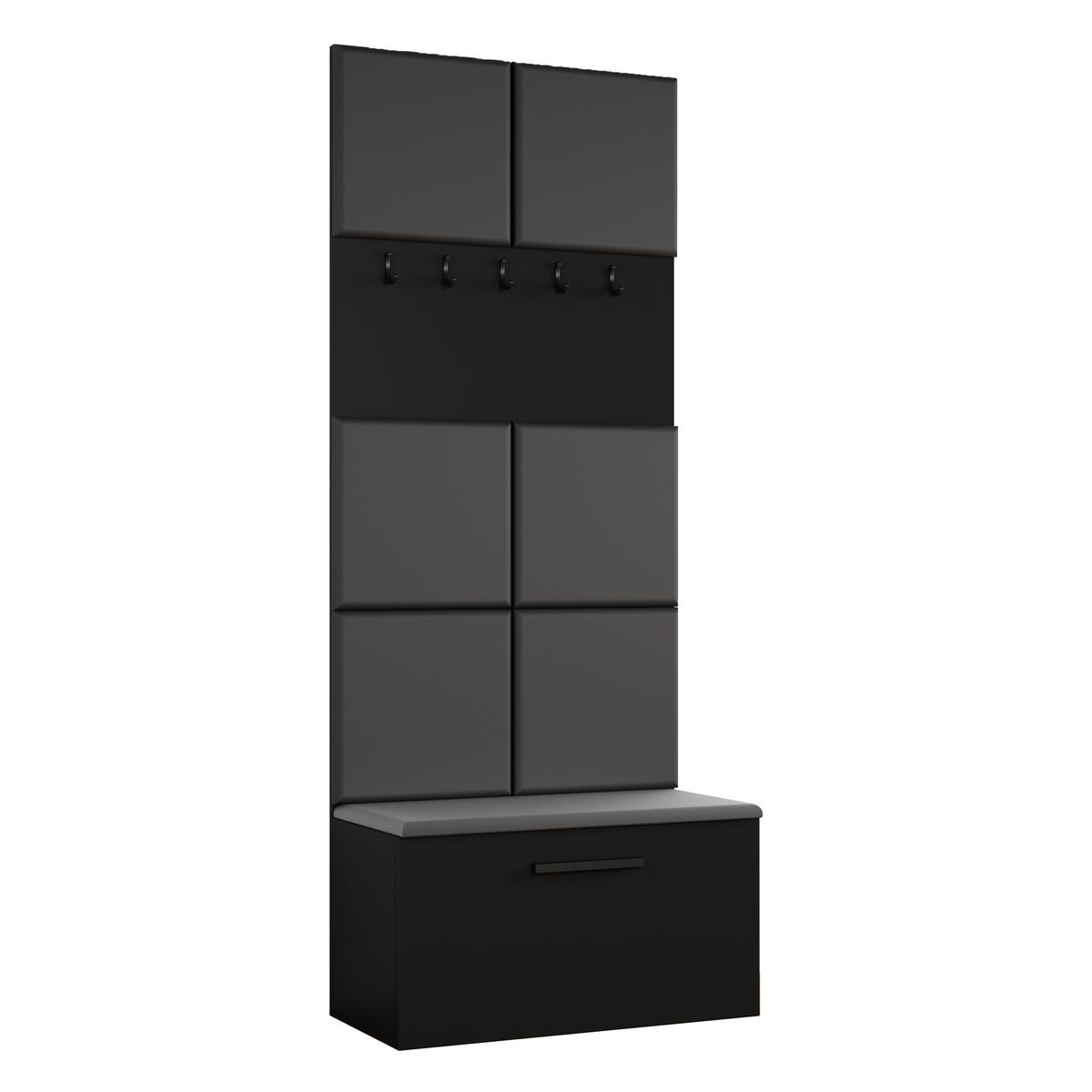 GARDEROBENSCHRANK MODULO 120,6/204/40 cm Modern Garderobe-Set Schwarz - Schwarz/Grau, Holzwerkstoff (120.6/204/40cm) - MASSENO