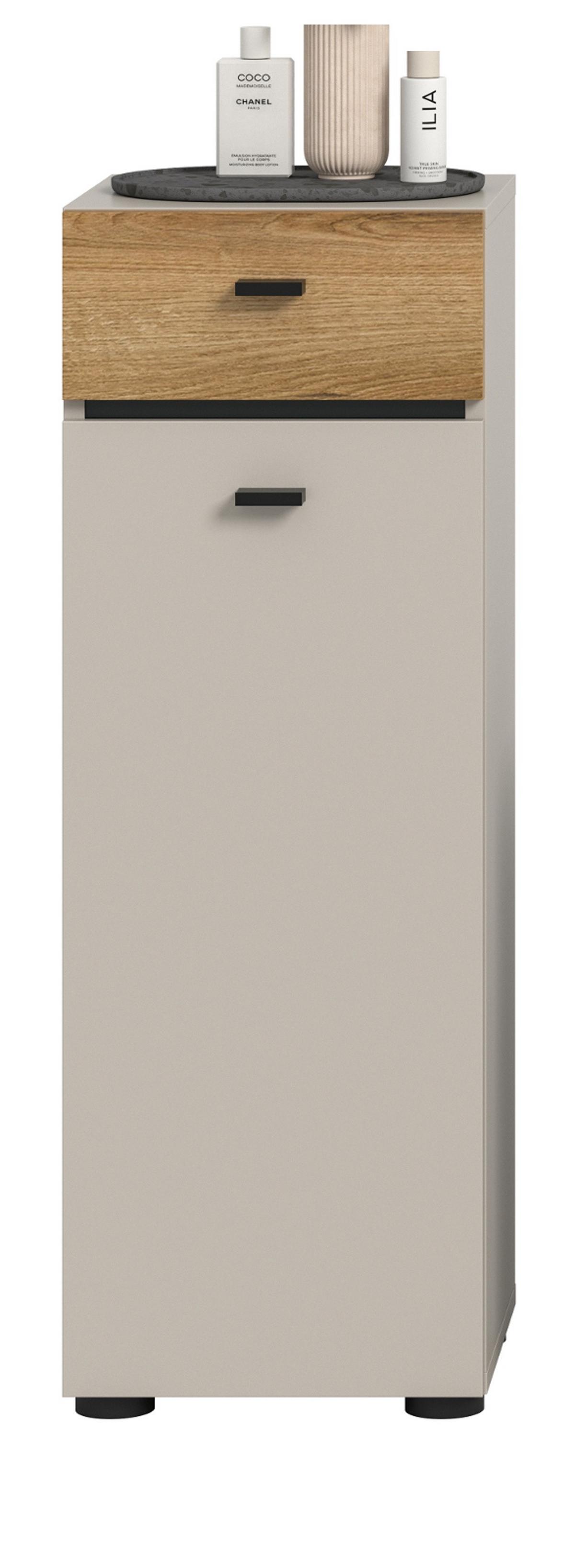 BADKOMMODE Kaschmir, Evoke Eiche 32 cm, Midischrank mit wechselbarem Türanschlag - Kaschmir/Eichefarben, Holzwerkstoff/Kunststoff (32/91/30cm) - Inn.Furn