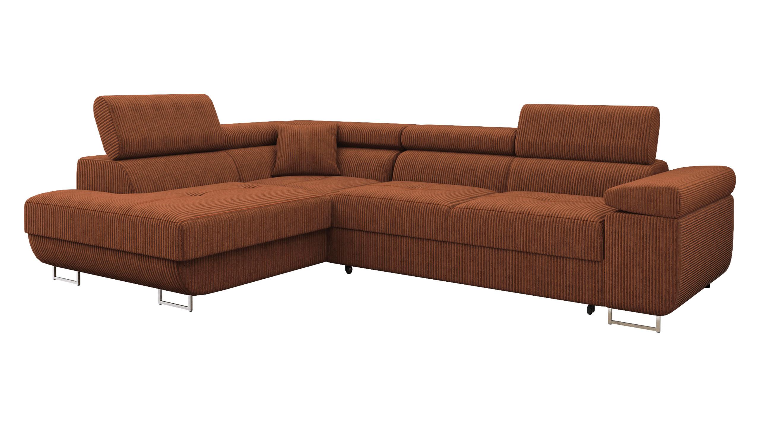 ECKSOFA Torezio Cord, Seite: Links - Braun, Holz/Textil (274/203cm) - MIRJAN24