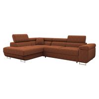 ECKSOFA Torezio Cord, Seite: Links - Braun, Holz/Textil (274/203cm) - MIRJAN24