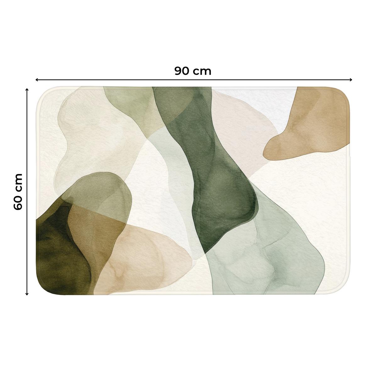 WC-VORLEGER Japandi - Abstrakt - Grün Toilettenteppich 90x60 cm - Grün, Textil (90/1cm) - OnlyWow
