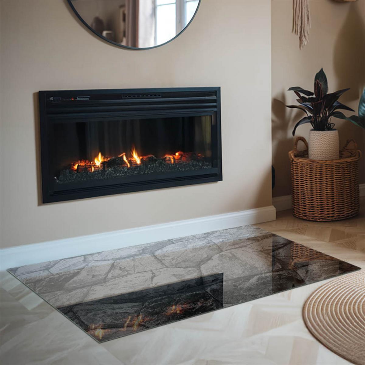 GLASPLATTE für Kamin 120x80 cm - Grau, Glas (120/80/0.4cm) - TULUP