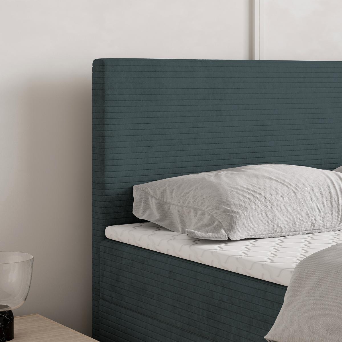 BOXBETT NIRA 160x200 cm mit Matratze und Topper - Blau - Blau, Holz (160/200cm) - MASSENO