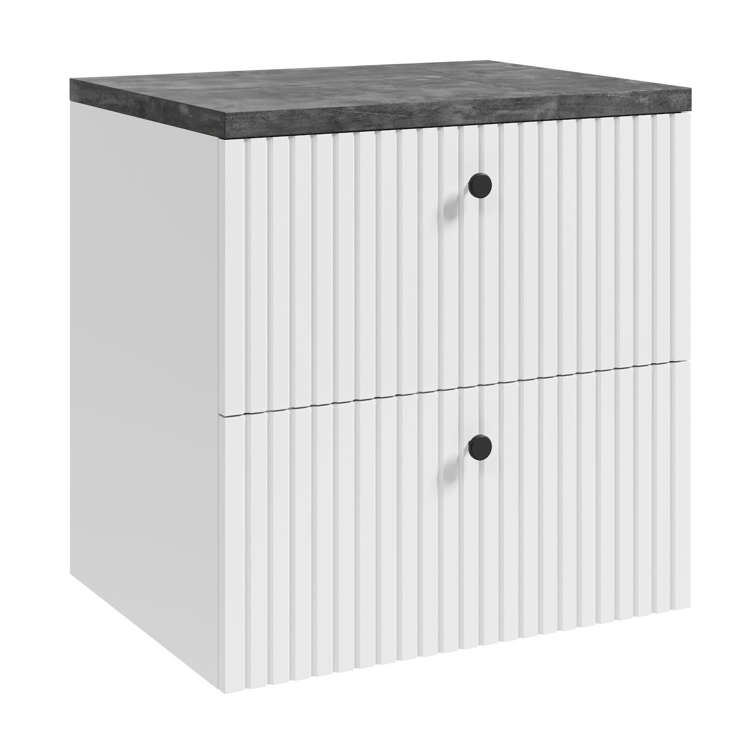 WASCHBECKENUNTERSCHRANK Saros 2 Schubladen Weiß - 60 x 45 x 61 cm - Weiß, Holz (60/61/45cm) - Badplaats