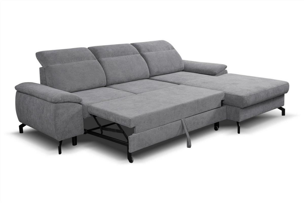 ECKSOFA Margit Mit Schlaffunktion - Grau, Holzwerkstoff/Textil (276/184cm) - Fun Möbel