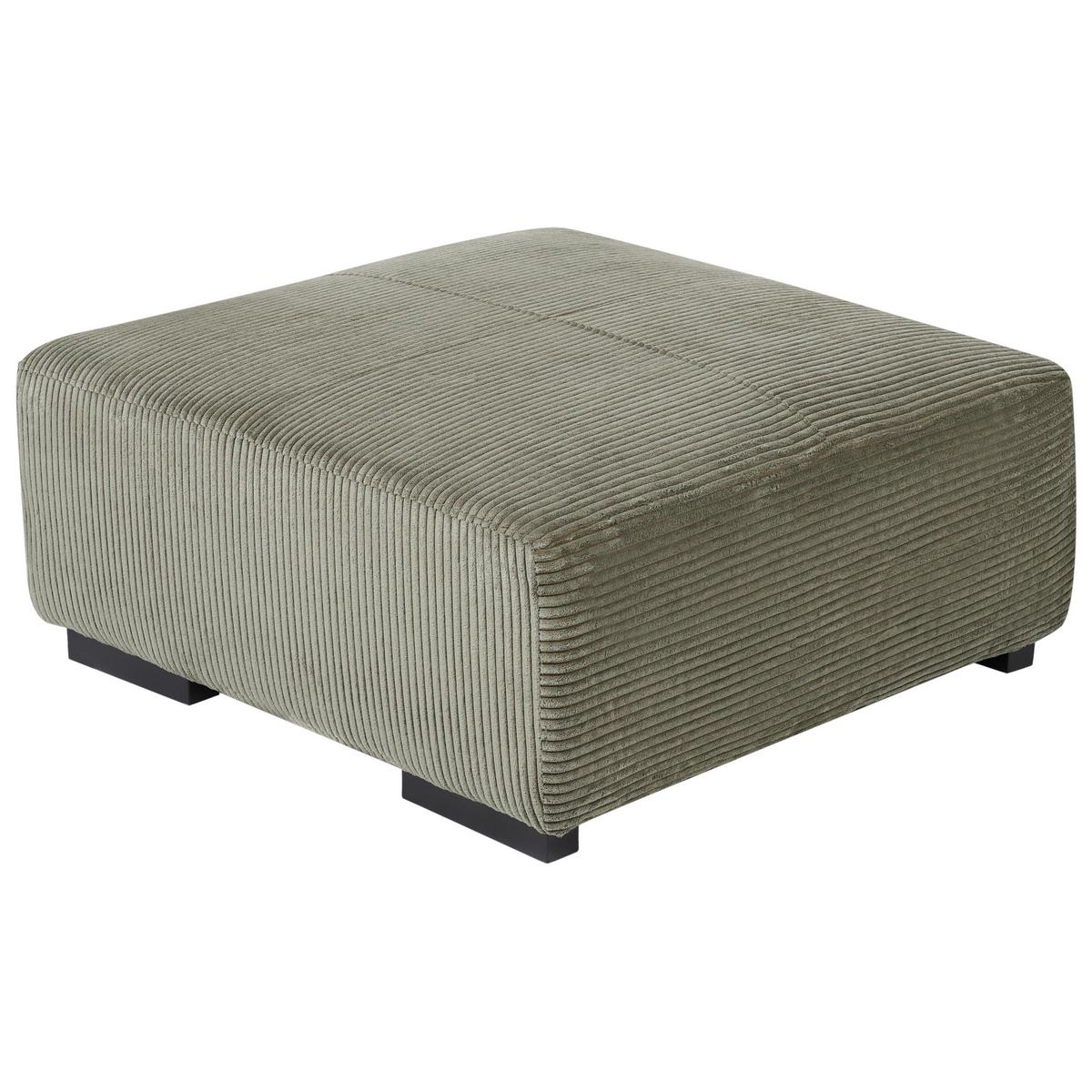 ECKSOFA 4-Sitzer Cord Grün mit Ottomane rechtsseitig Lungo - Schwarz/Grün, Textil (285/160cm) - Beliani