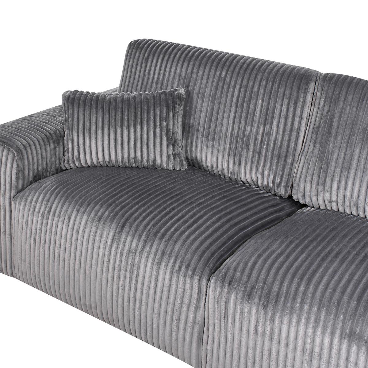 3-SITZER-SOFA Cord Grau Sandora - Grau, Textil (216/87/98cm) - Beliani