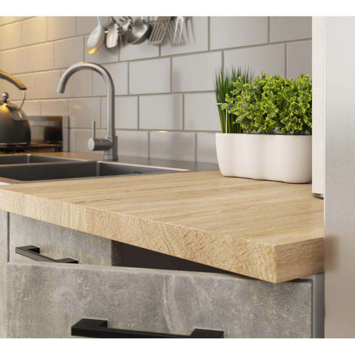 KÜCHENLEERBLOCK Weiß, Beton 203/300/46 - Weiß, Holzwerkstoff (300/203/46cm) - RAUMHIRSCH FURNITURE
