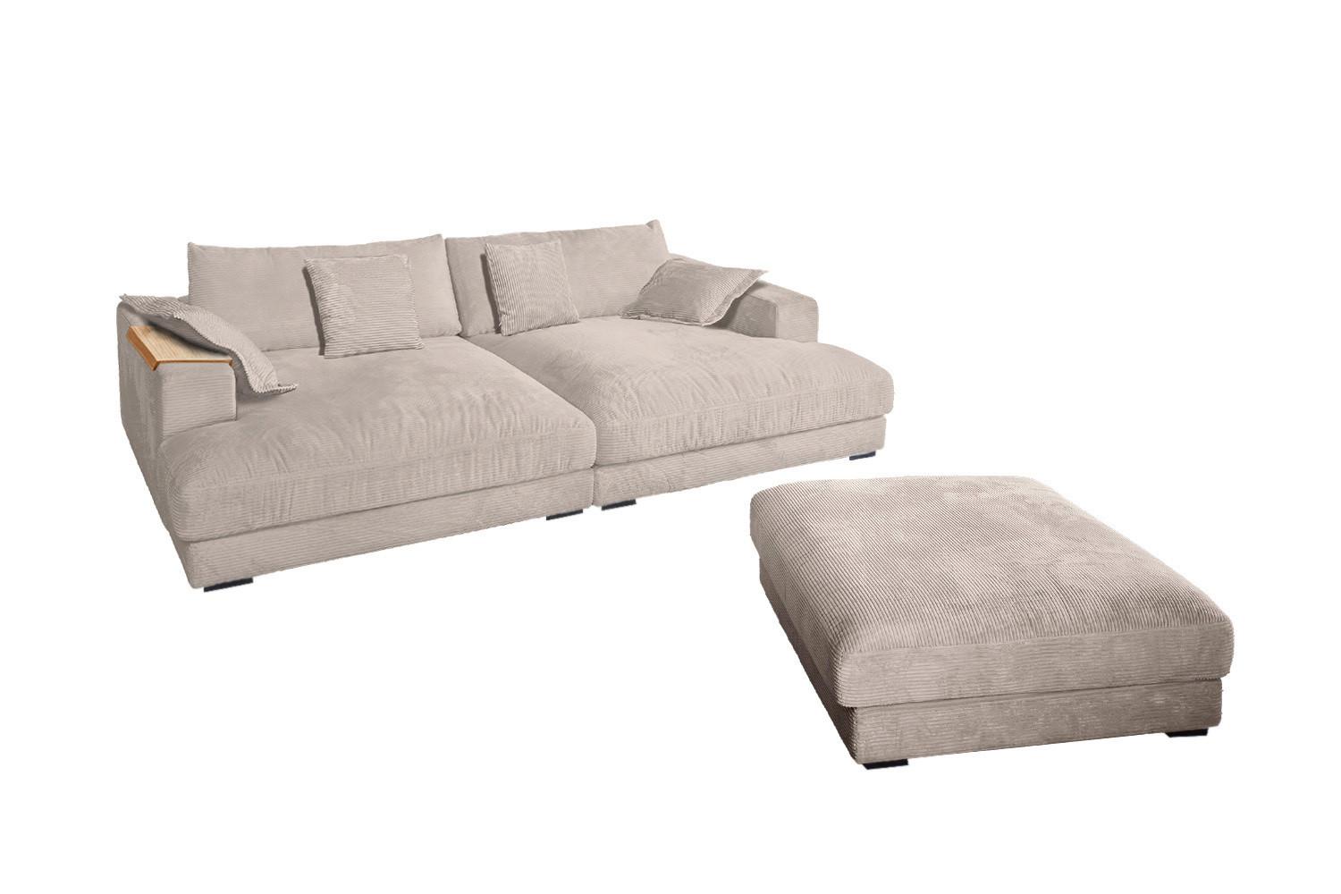 BIG SOFA-SET 7-TLG MADELINE Taupe Cord - Taupe/Schwarz, Kunststoff/Textil (290/85/170cm) - KAWOLA