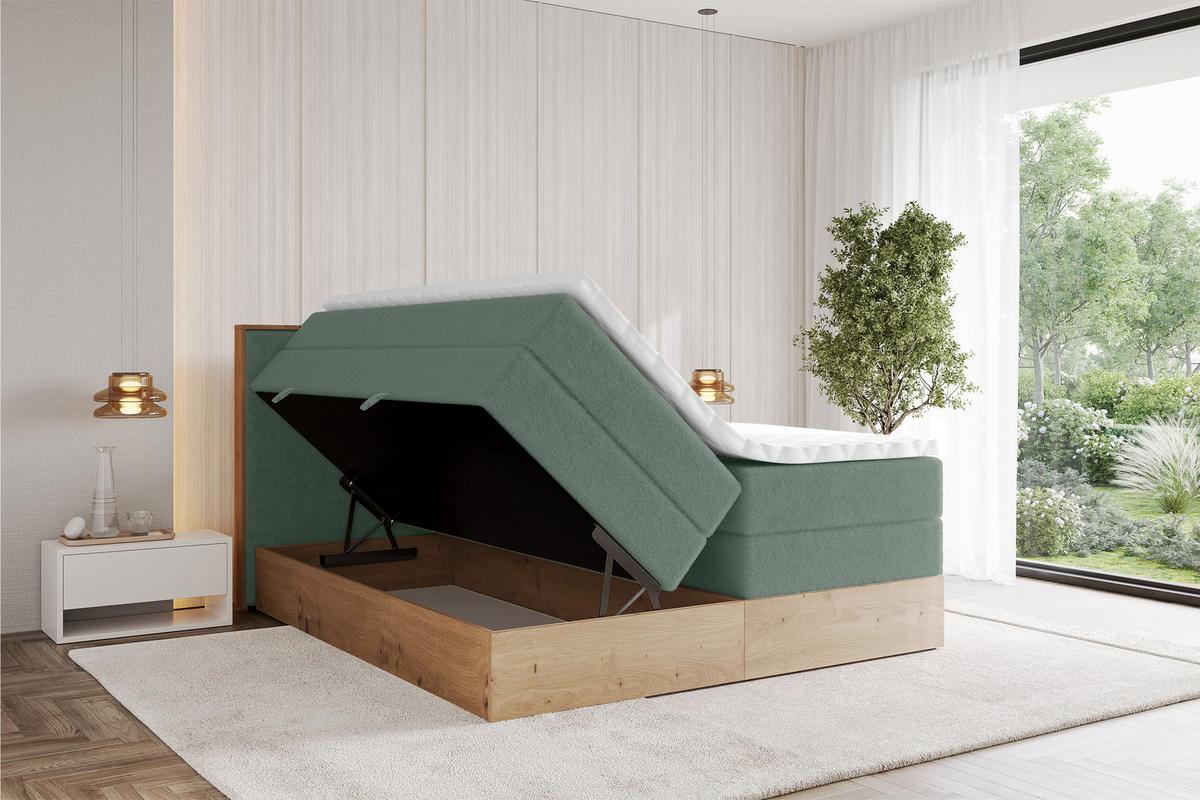 BOXSPRINGBETT LOLLI9 -KING 120x200 - H3/H4 Grün - Grün, Holzwerkstoff (120/200cm) - ALTDECOR