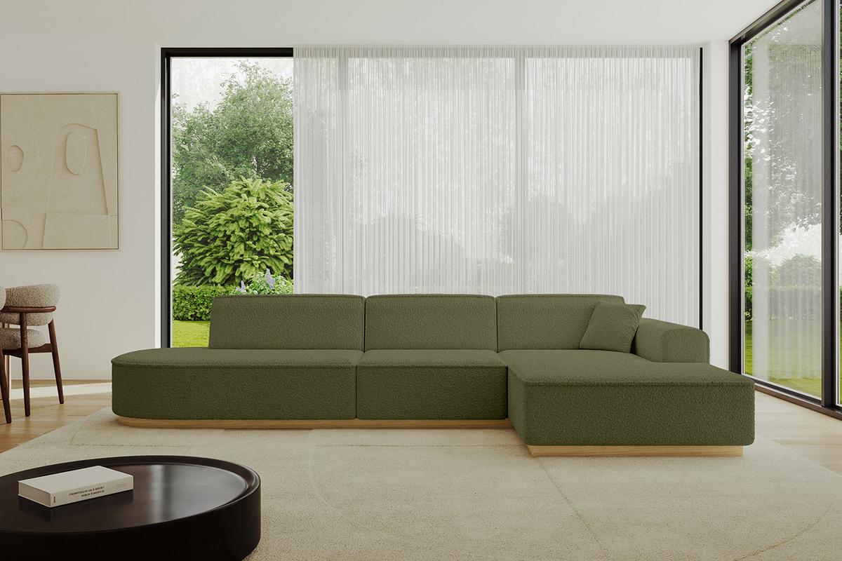 ECKSOFA Ottomane Rechts IREA-L2-v2 - 327x165x80 cm Grün - Platinfarben, Holzwerkstoff/Textil (327/165cm) - ALTDECOR