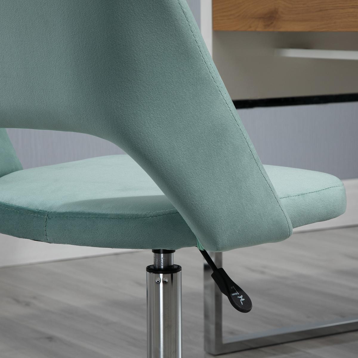 SCHREIBTISCHSTUHL, Höhenverstellbar Homeoffice Stuhl ohne Armlehne, Grün - Chromfarben/Grün, Textil/Metall (60/91/49cm) - Vinsetto