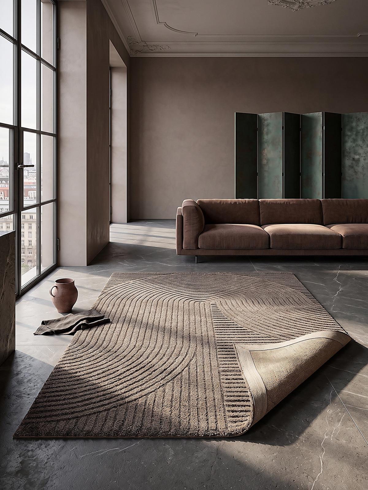 TEPPICH Kurzflor CETINA Geometrisch Polypropylen-Polyester Braun 200 x 290 cm - Braun, Textil (200/290cm) - KADIMA DESIGN