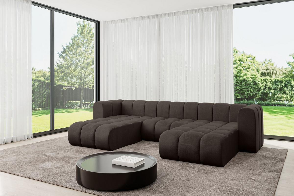 WOHNLANDSCHAFT modulares Sofa Joren-U1 - 319x177x70 cm Braun - Braun, Holzwerkstoff/Textil (319/70/177cm) - ALTDECOR