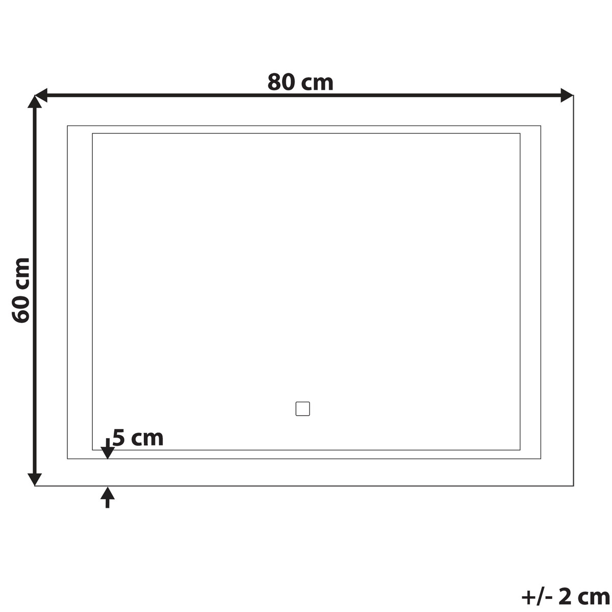 BADSPIEGEL mit LED-Beleuchtung rechteckig 80/60 cm Eyre - Silberfarben, Kunststoff (80/60/4cm) - Beliani