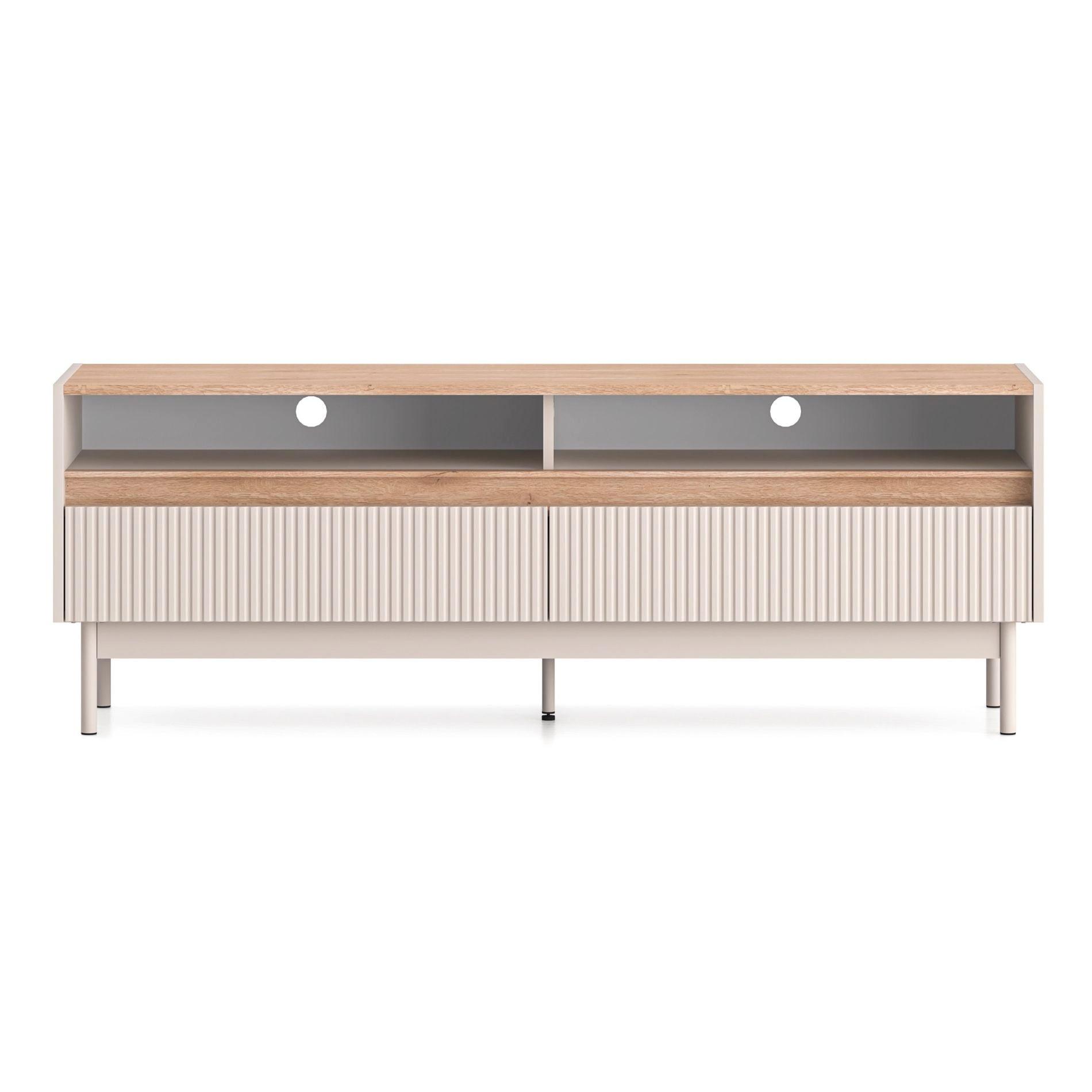 TV-LOWBOARD Dunea Kaschmirgrau/Eichenholzoptik 154/40/55 cm - Taupe/Beige, Holzwerkstoff/Metall (154/55/40cm) - Selsey