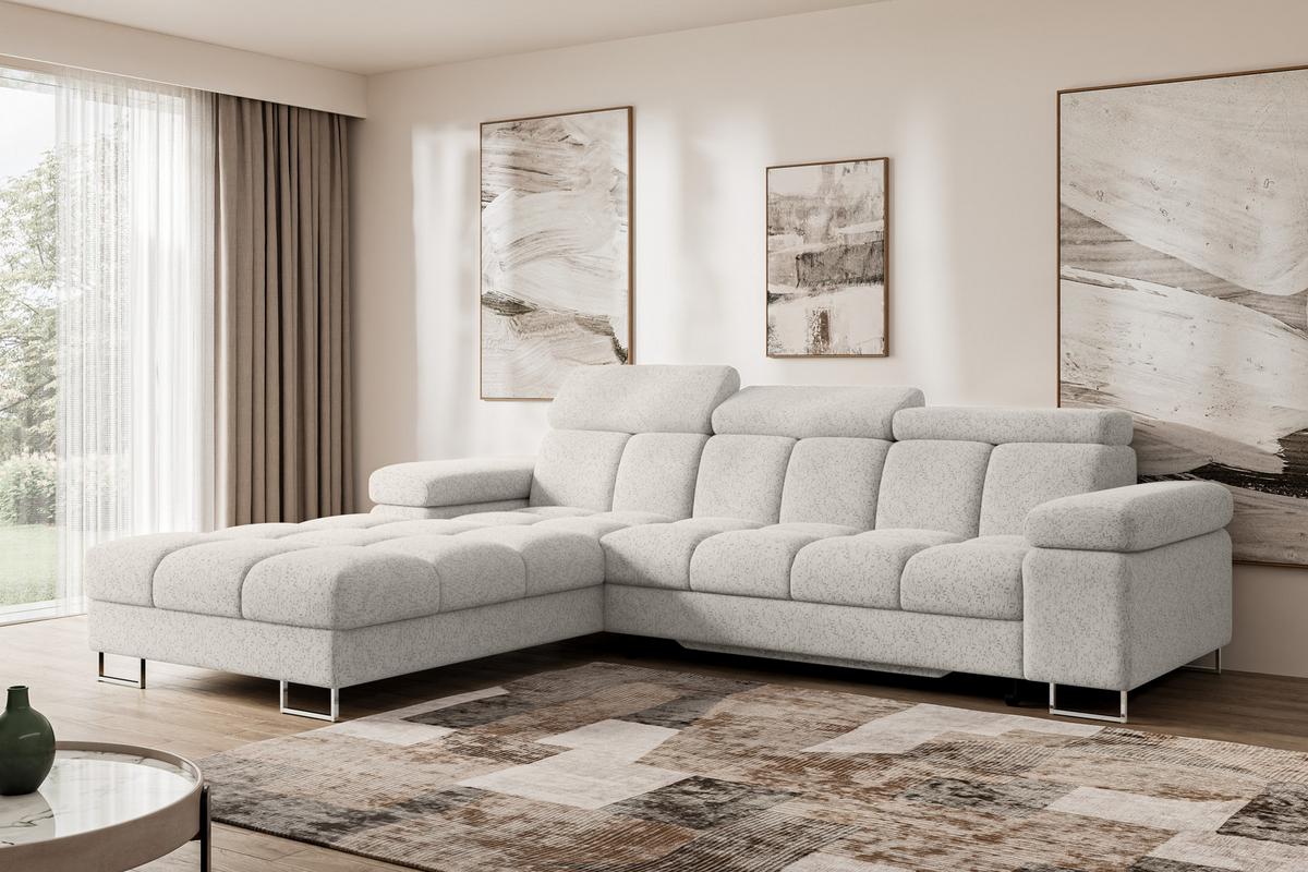 ECKSOFA mit Schlaffunktion Ottomane Links 271x203x79 Hellgrau Tissu - Hellgrau, Holzwerkstoff/Textil (271/203cm) - ALTDECOR