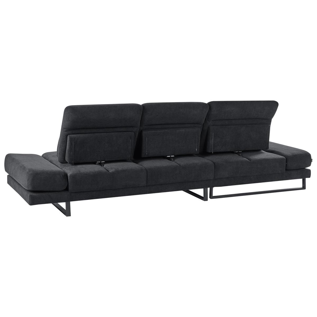 ECKSOFA 4-Sitzer Stoff Schwarz rechtsseitig Ikast - Schwarz, Textil (320/214cm) - Beliani