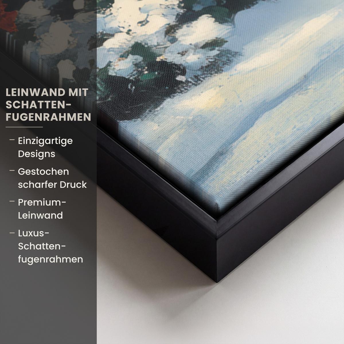 LEINWAND Bilder mit Rahmen - Weihnachten - Weihnachtsbaum - Winter - Zuhause - Schnee - 40x60 - Smaragdgrün, Textil (40/60cm) - MuchoWow