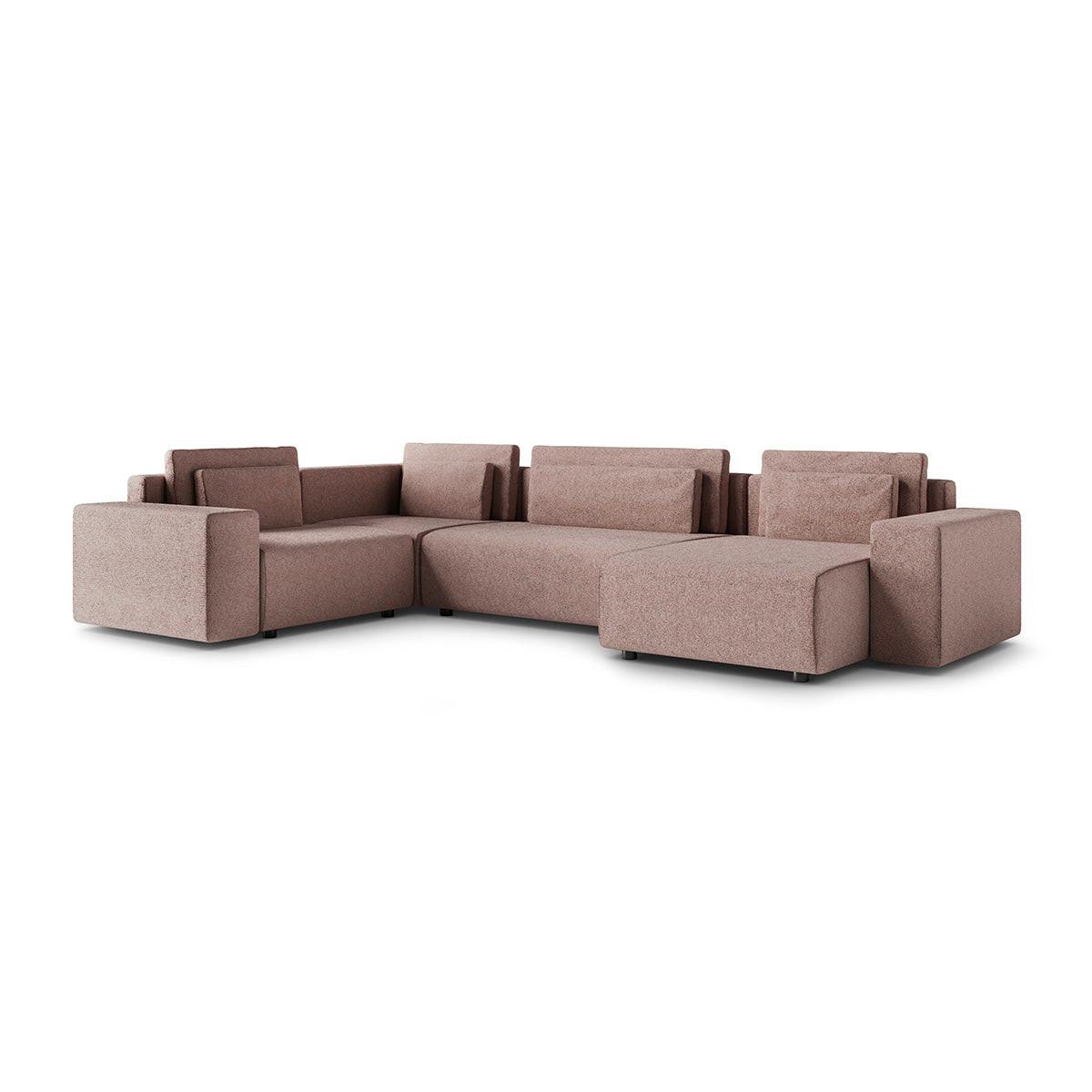 PANORAMASOFA Lorenzo 5 Sitzplätze Rosa - Pink, Holz (378/85/236cm) - Petits-meubles