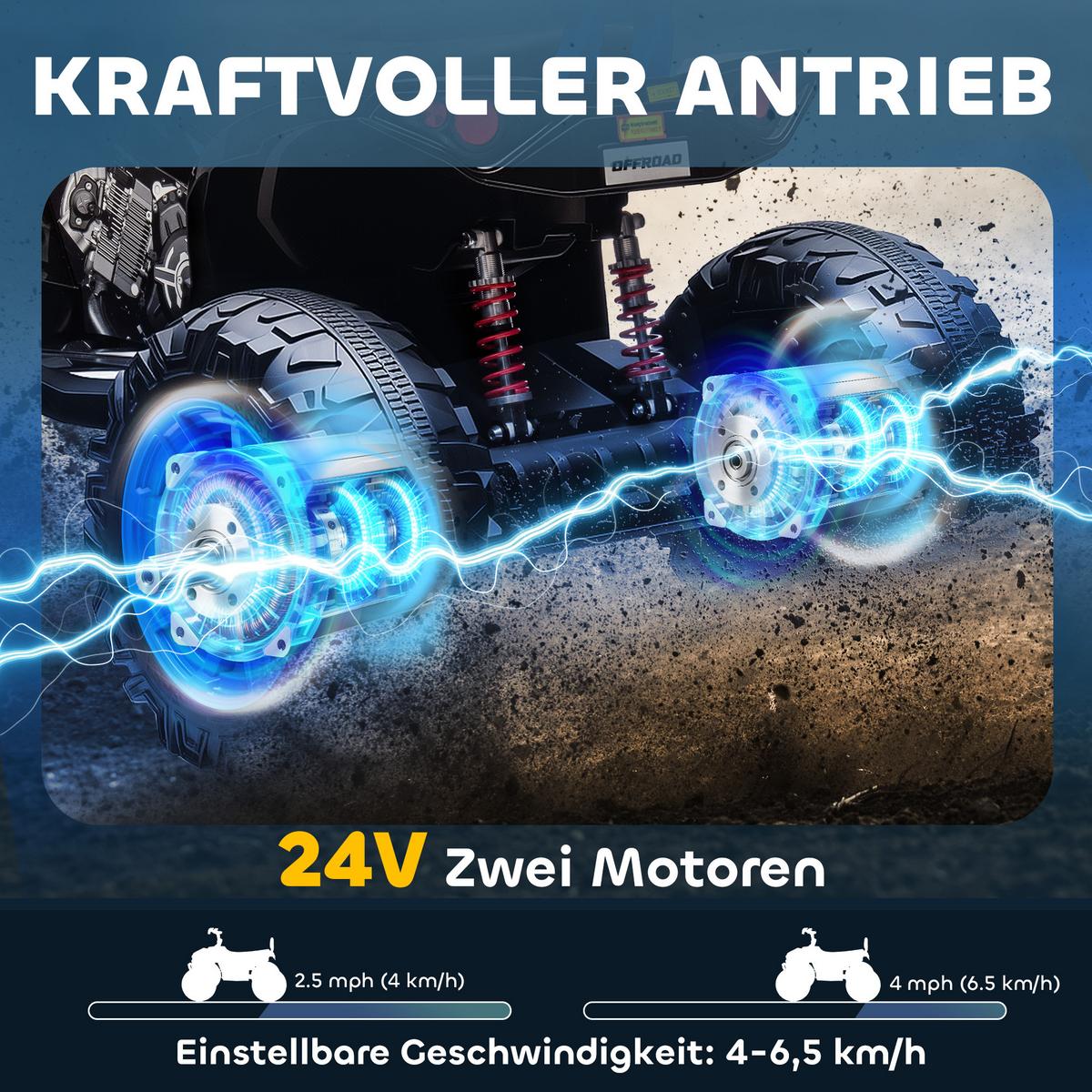 KINDER-ELEKTROQUAD 24V mit Vorwärts-, Rückwärtsfunktion, 2 Sitzer, Blau - Blau, Kunststoff (109/68.5/76cm) - AIYAPLAY