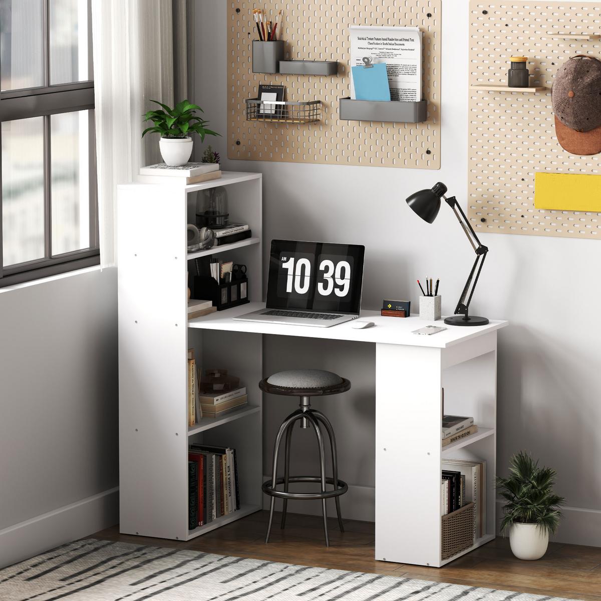 SCHREIBTISCH, Spanplatte, Weiß, 120 x 55 x 120 cm - Weiß, Holzwerkstoff (120/55/120cm) - HOMCOM