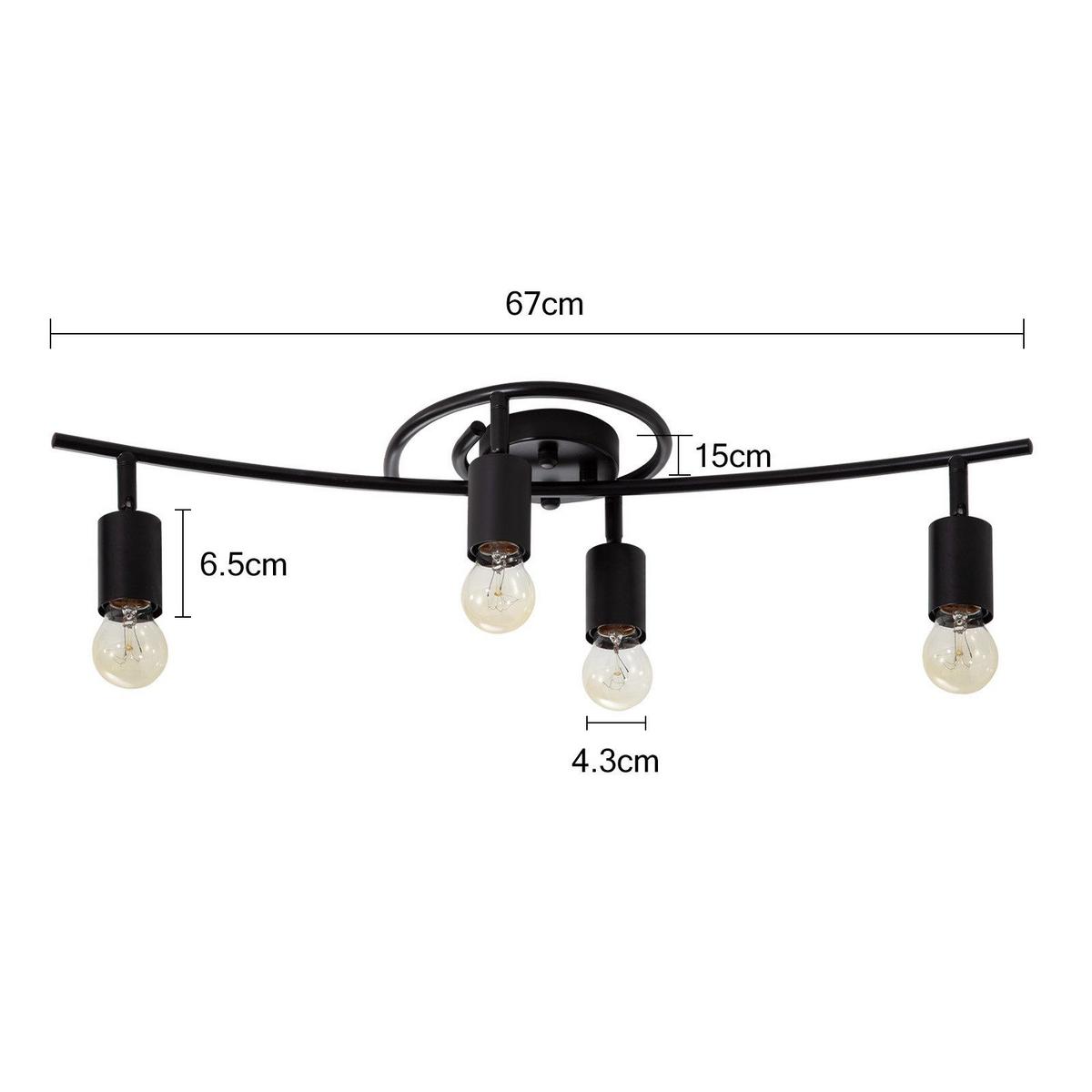 DECKENSTRAHLER Leighton 4-flammig 67/10/20cm - Schwarz, Metall (67/10/20cm) - Nettlife