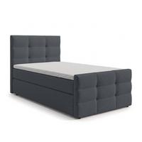 BOXBETT DEFNE 100x200 cm mit Fußteil und Matratze - Dunkelgrau + TOPPER - Dunkelgrau/Schwarz, Holz/Holzwerkstoff (100/200cm) - AX Living