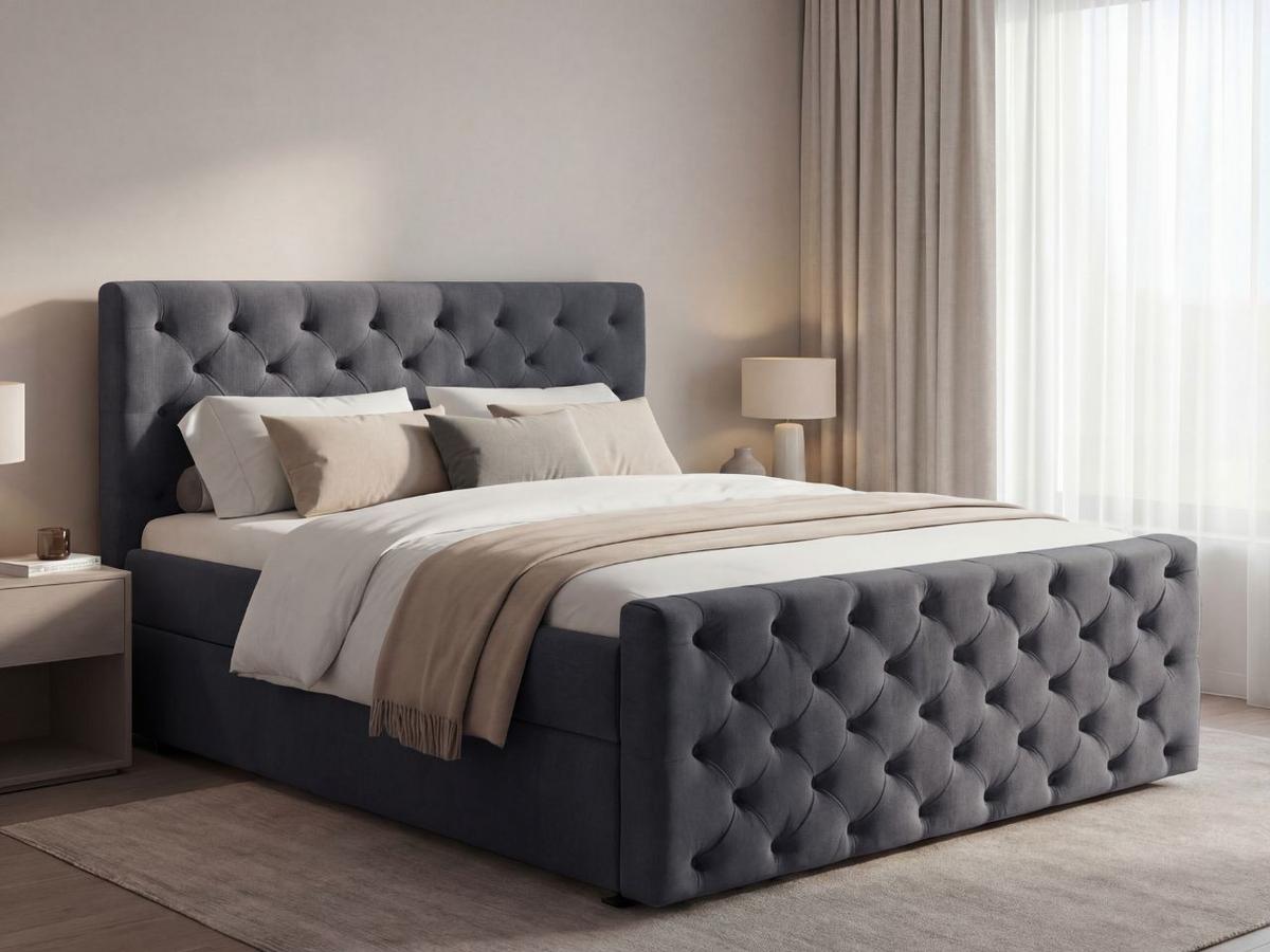 BOXBETT Montego 180x200 Dunkelgrau - Dunkelgrau, Holz/Textil (180/200cm) - Graingold
