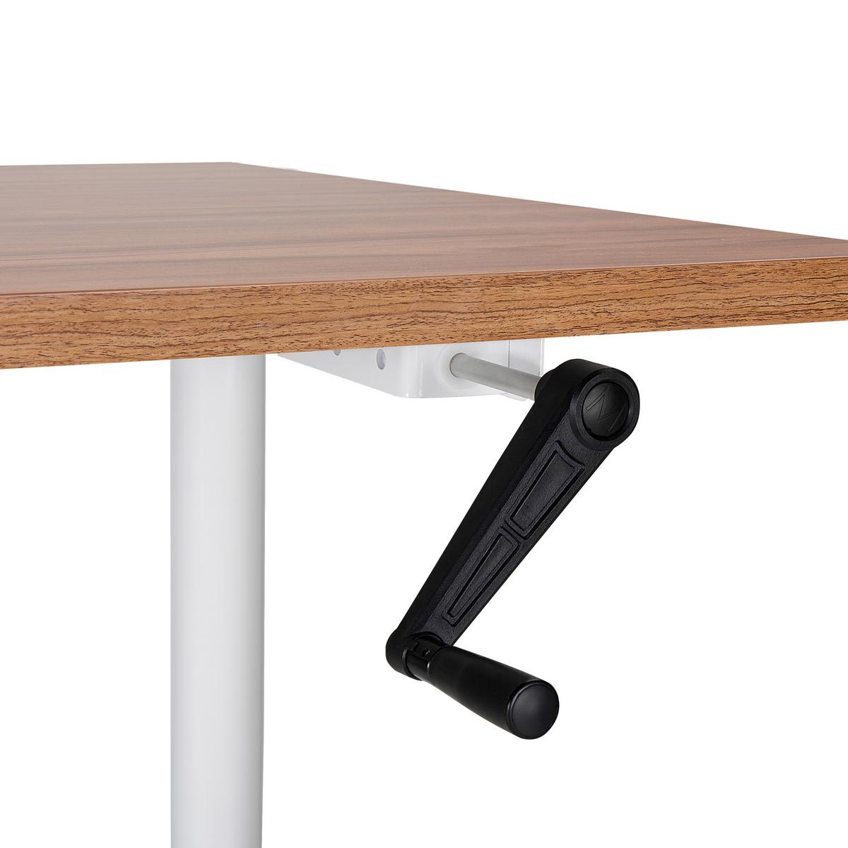 SCHREIBTISCH braunweiß 160/72 cm manuell höhenverstellbar Destin IV - Dunkelbraun/Weiß, Holz (72/160/74cm) - Beliani