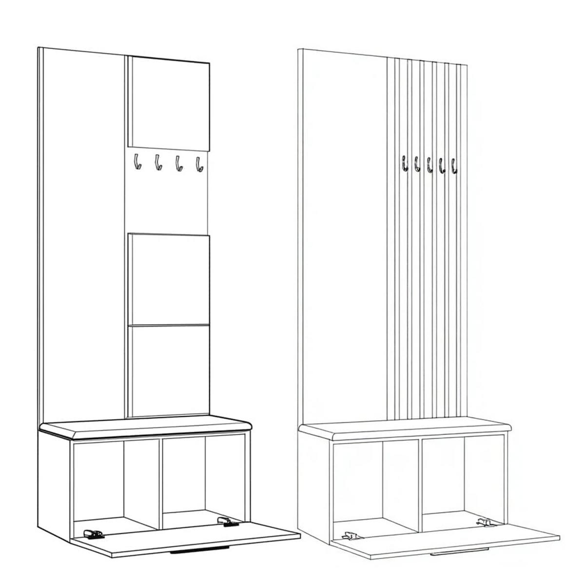 GARDEROBENSCHRANK MODULO 161,2/204/40 cm Modern Garderobe-Set Weiß - Schwarz/Weiß, Holzwerkstoff (161.2/204/40cm) - MASSENO