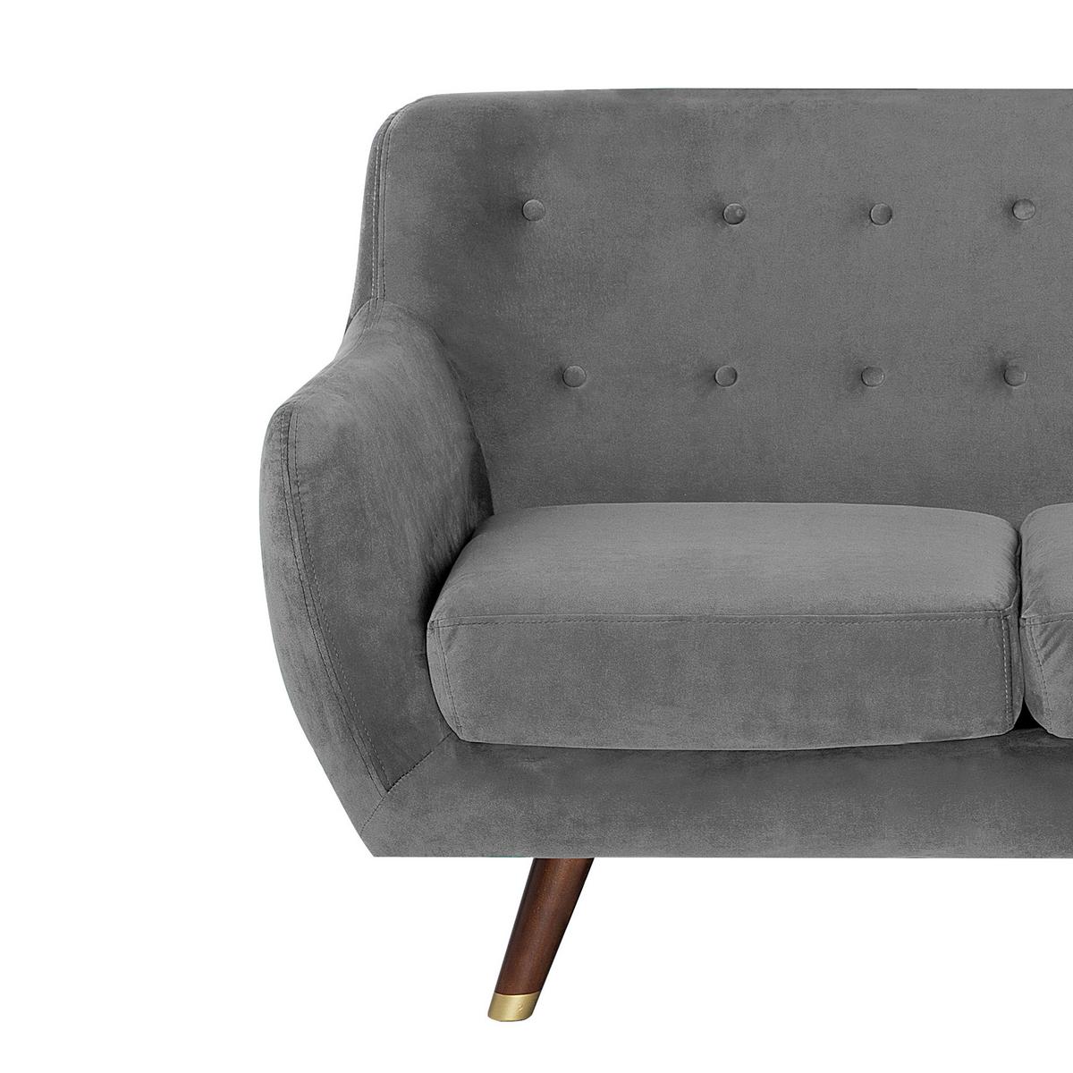 3-SITZER-SOFA Samtstoff Grau Bodo - Grau, Textil (188/84/85cm) - Beliani