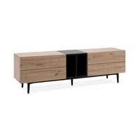 TV-BOARD Nola Artisan Oak Dekor/ schwarz - Schwarz/Braun, Holzwerkstoff/Kunststoff (160/48/37cm) - Finori GmbH