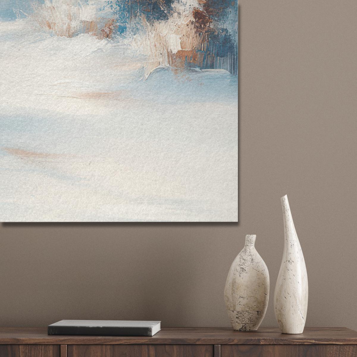 AKUSTIKBILD Wald - Winter - Natur - Abstrakt - Schnee Akustikpaneele 90x90 cm - Weiß, Kunststoff (90/90/0.9cm) - MuchoWow