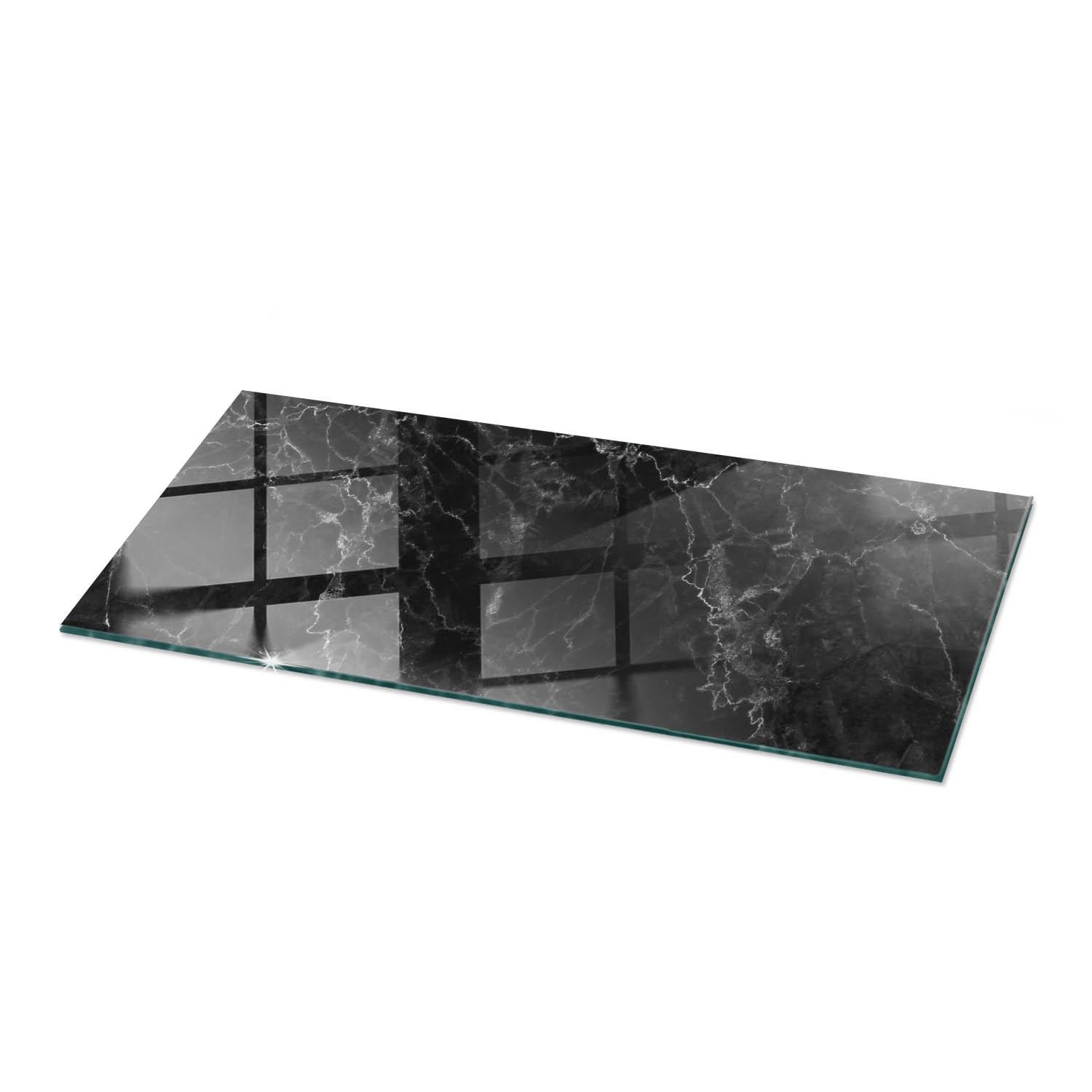 TISCHPLATTE 125x50 cm Marmormuster mit Adern - Schwarz, Glas (0.4/125/50cm) - TULUP