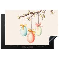 HERDABDECKPLATTE Osterkuchen - Schleife - Eier Ceranfeldabdeckung 76x51.5 cm - Creme, Kunststoff (76/51.5/0.2cm) - MuchoWow